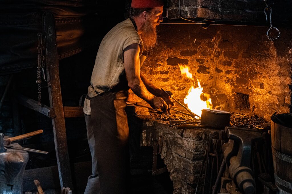 blacksmith forge coal fire shop